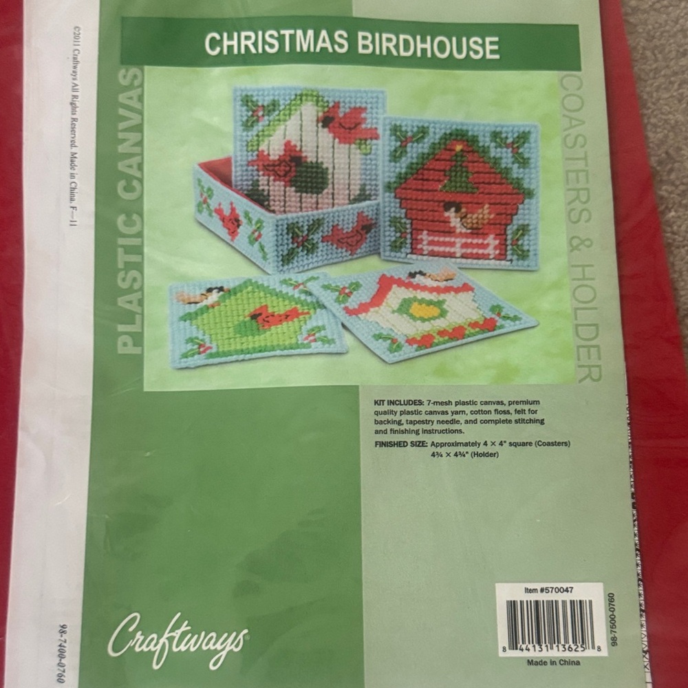 Christmas Birdhouse Coasters & Holder Kit